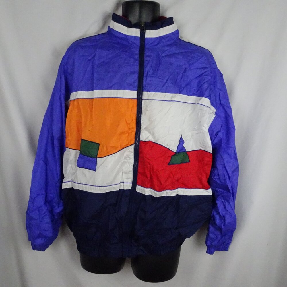 Vintage 90s MacGregor Colorful Full Zip Jacket with Pockets Size L - Picture 1 of 8